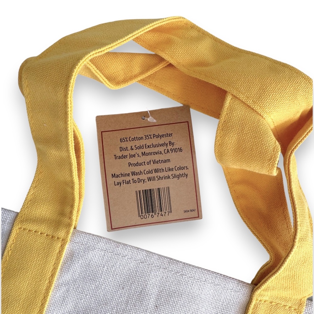 Trader Joe’s Mini Canvas Tote Bag – Yellow - Picture 2 of 3